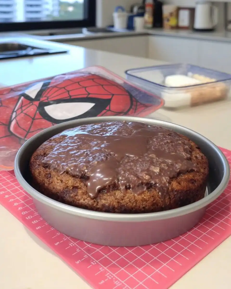 Ingredients for spider man cake including red fondant and rolling pin
