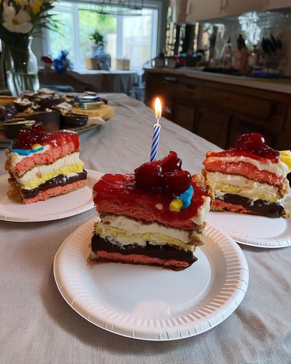 Piping black buttercream outlines on a pink and green cake