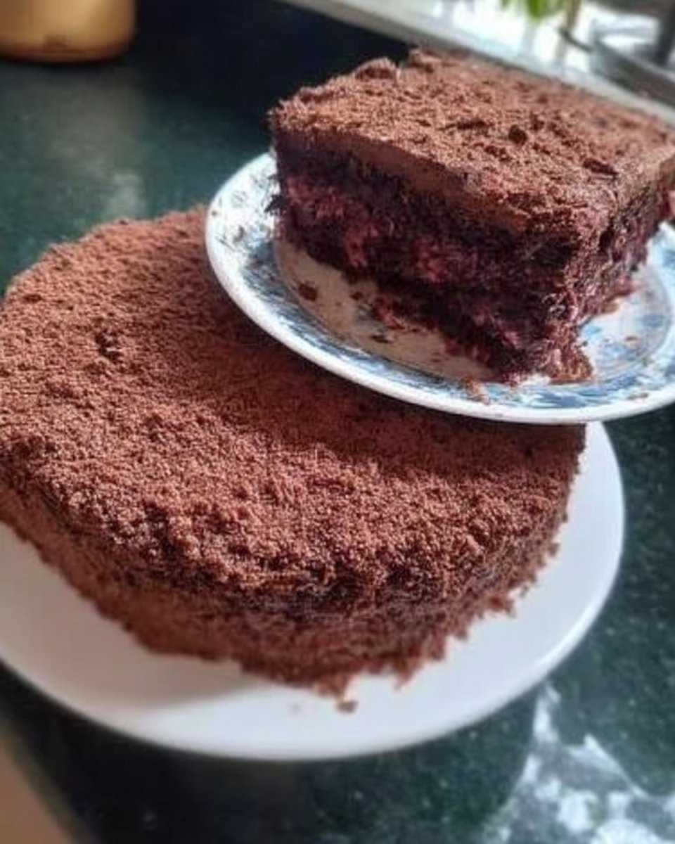 Ingredients for chocolate sponge cake including cocoa powder eggs and flour