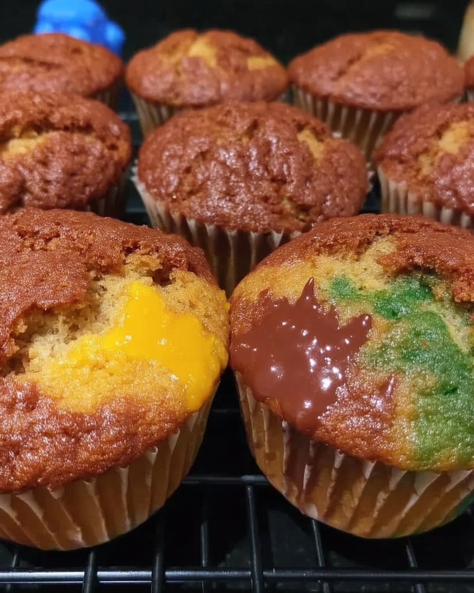 Colorful cute cake cupcakes with vanilla frosting on a cooling rack