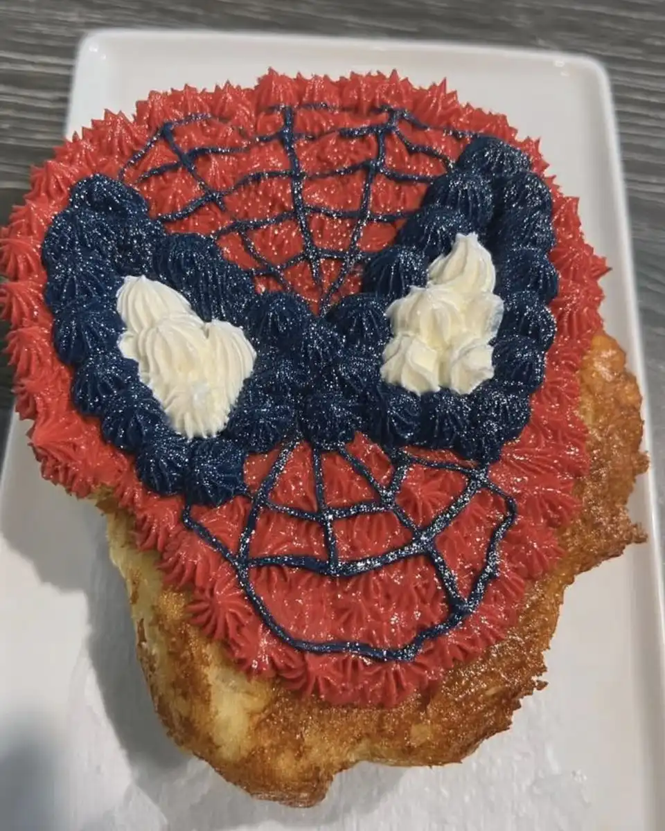 Cutting out white and black fondant eyes for spider man cake