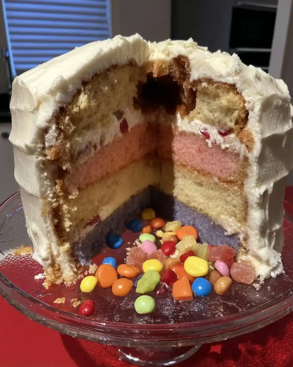 Cutting the center out of a cake layer with a round cutter