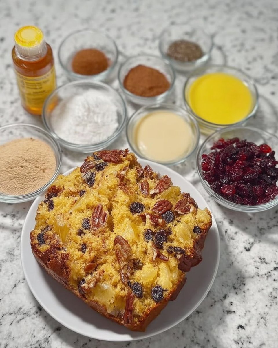 Bowls of dried pineapple raisins and dates with baking spices