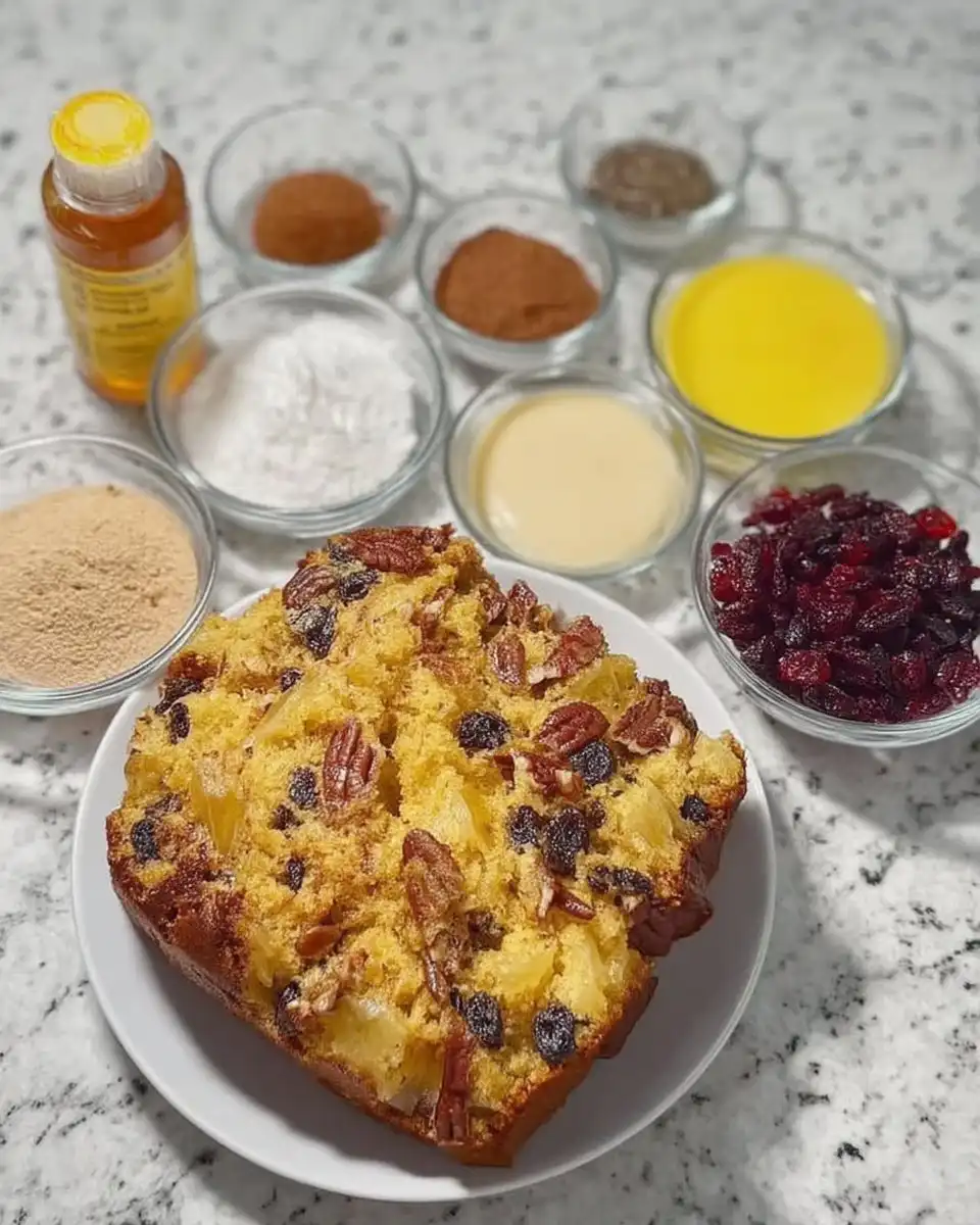 Bowls of dried pineapple raisins and dates with baking spices