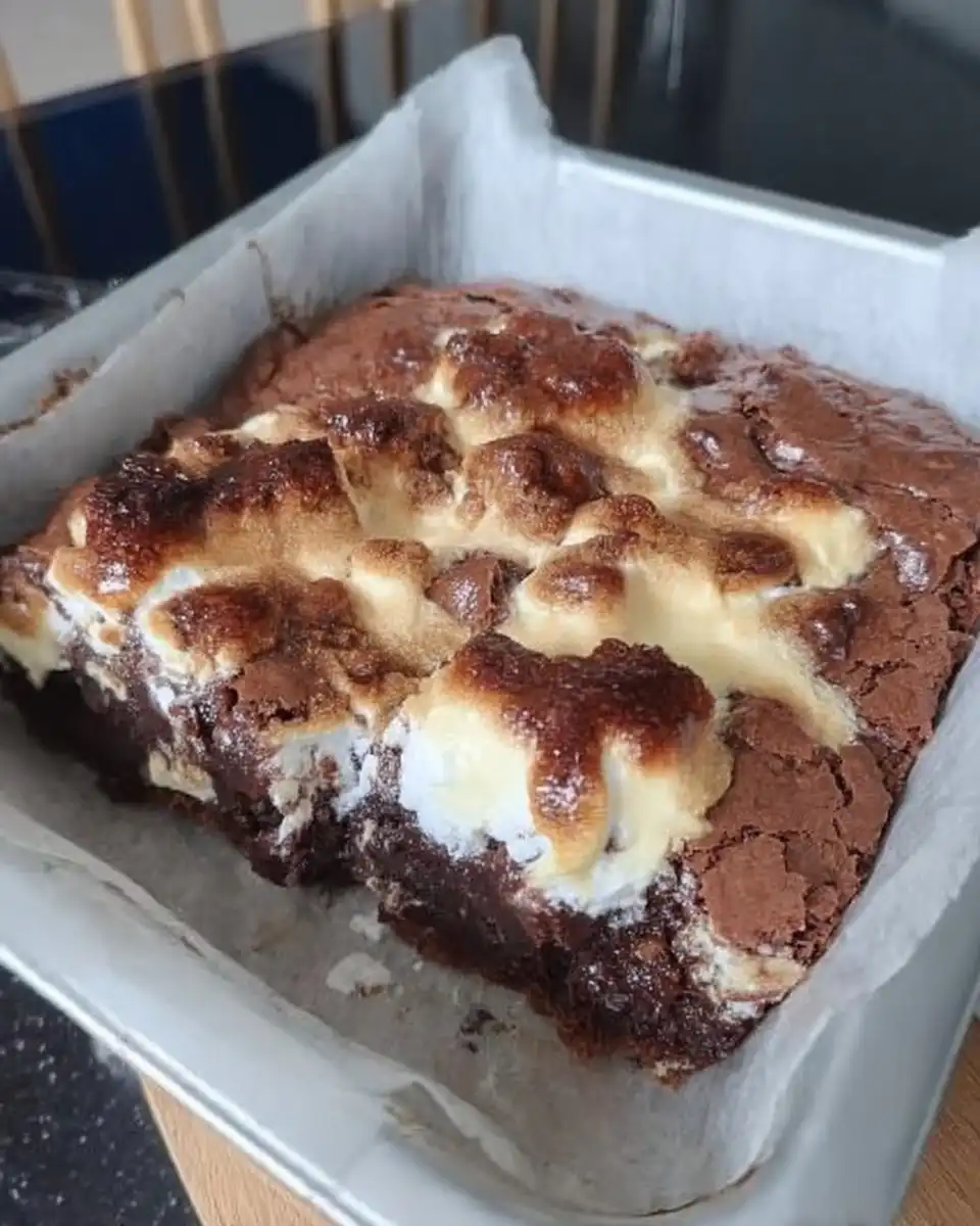 Warm earthquake cake served with vanilla ice cream