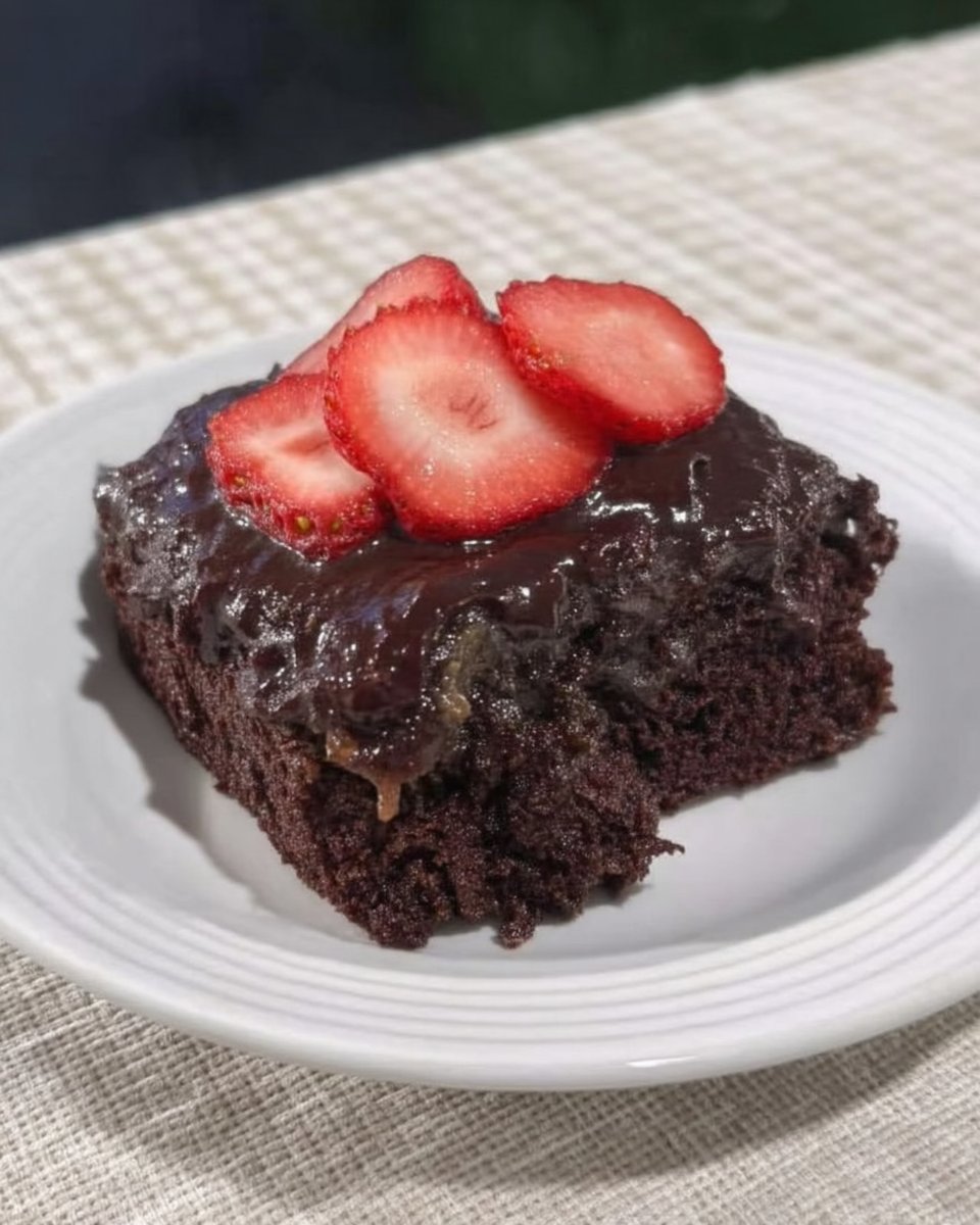 Mixing chocolate cake batter directly in a square pan