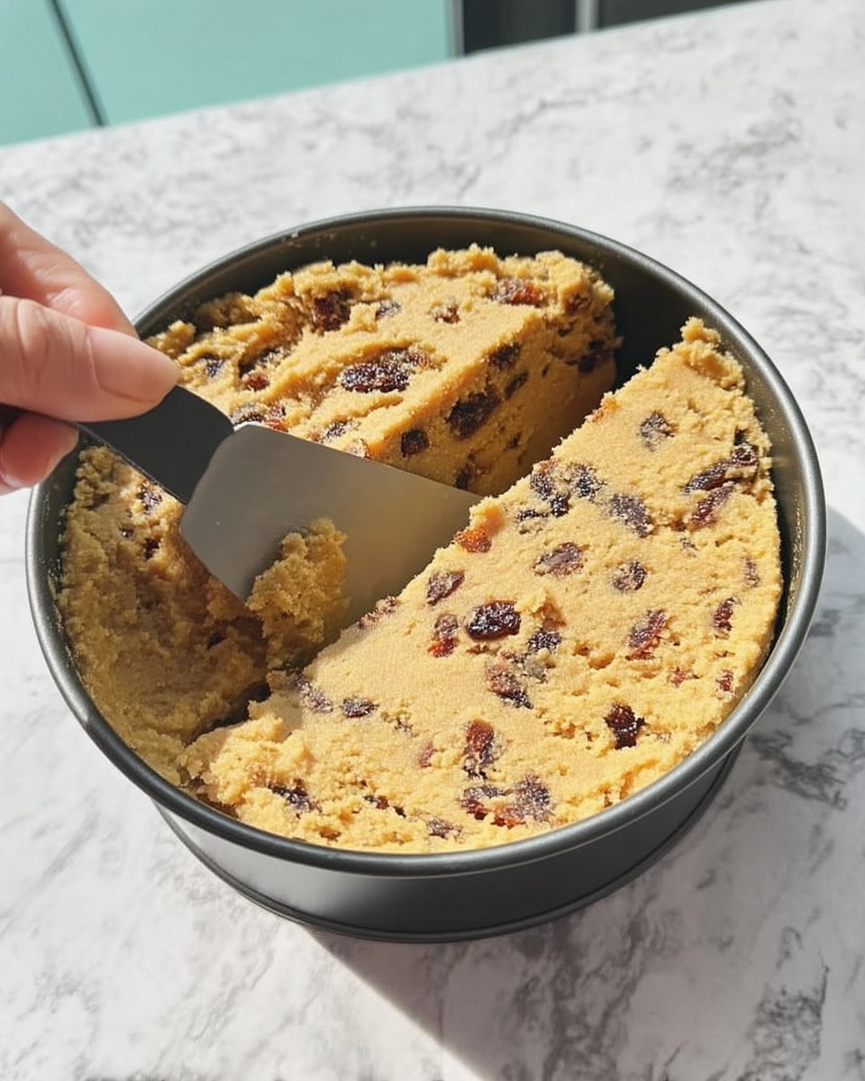 Mixing fruit and nuts into the thick cake batter