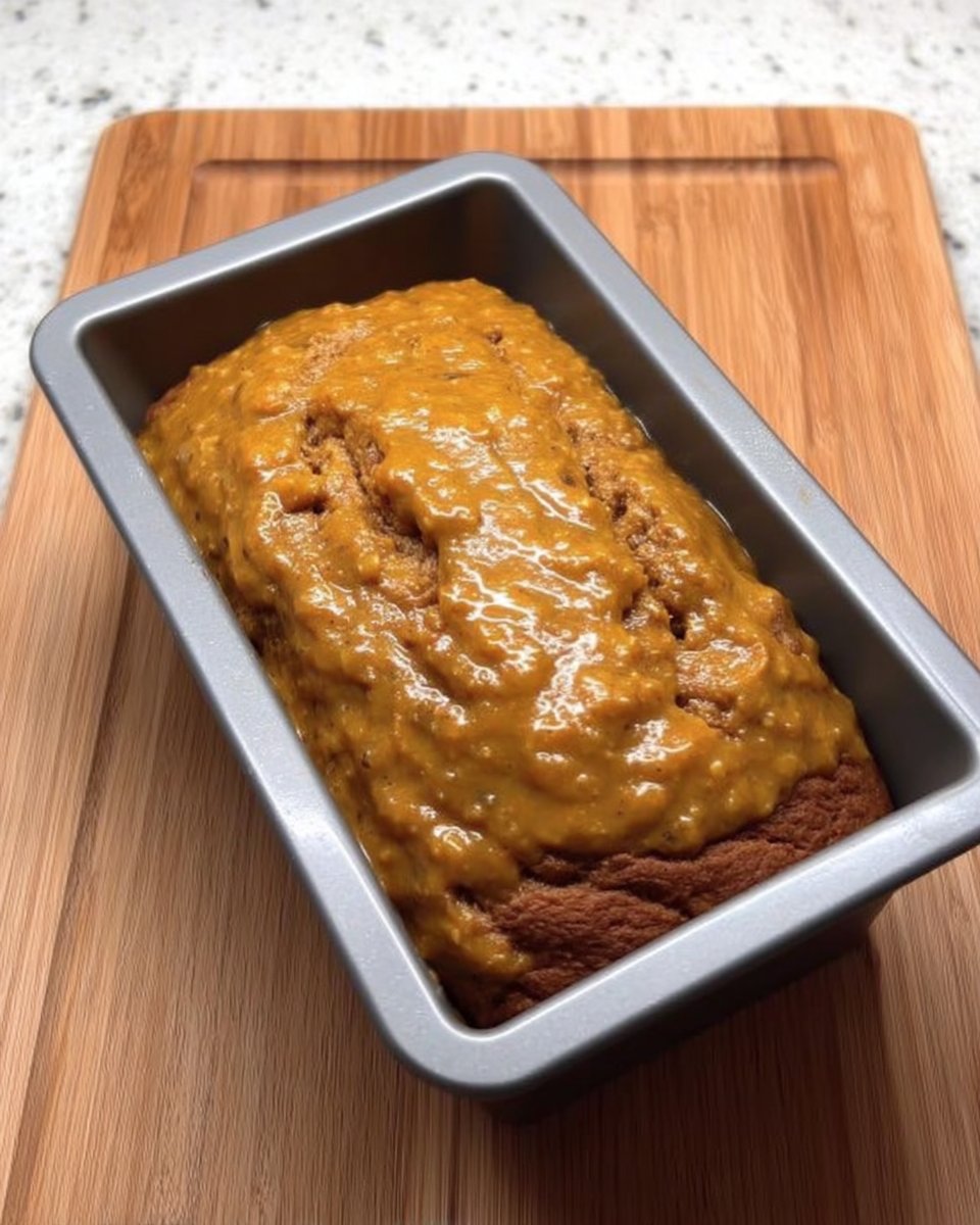 Whole pumpkin spice loaf cooling on a wire rack