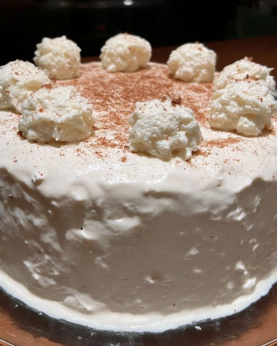 Whole eggnog cake coated in pecans served with coffee