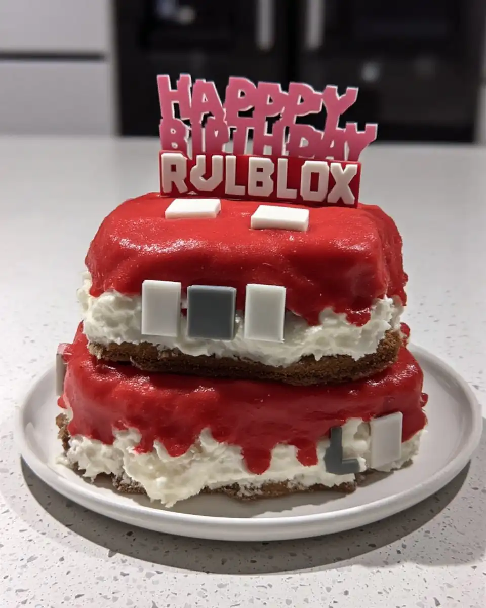 Finished roblox cake ready to serve