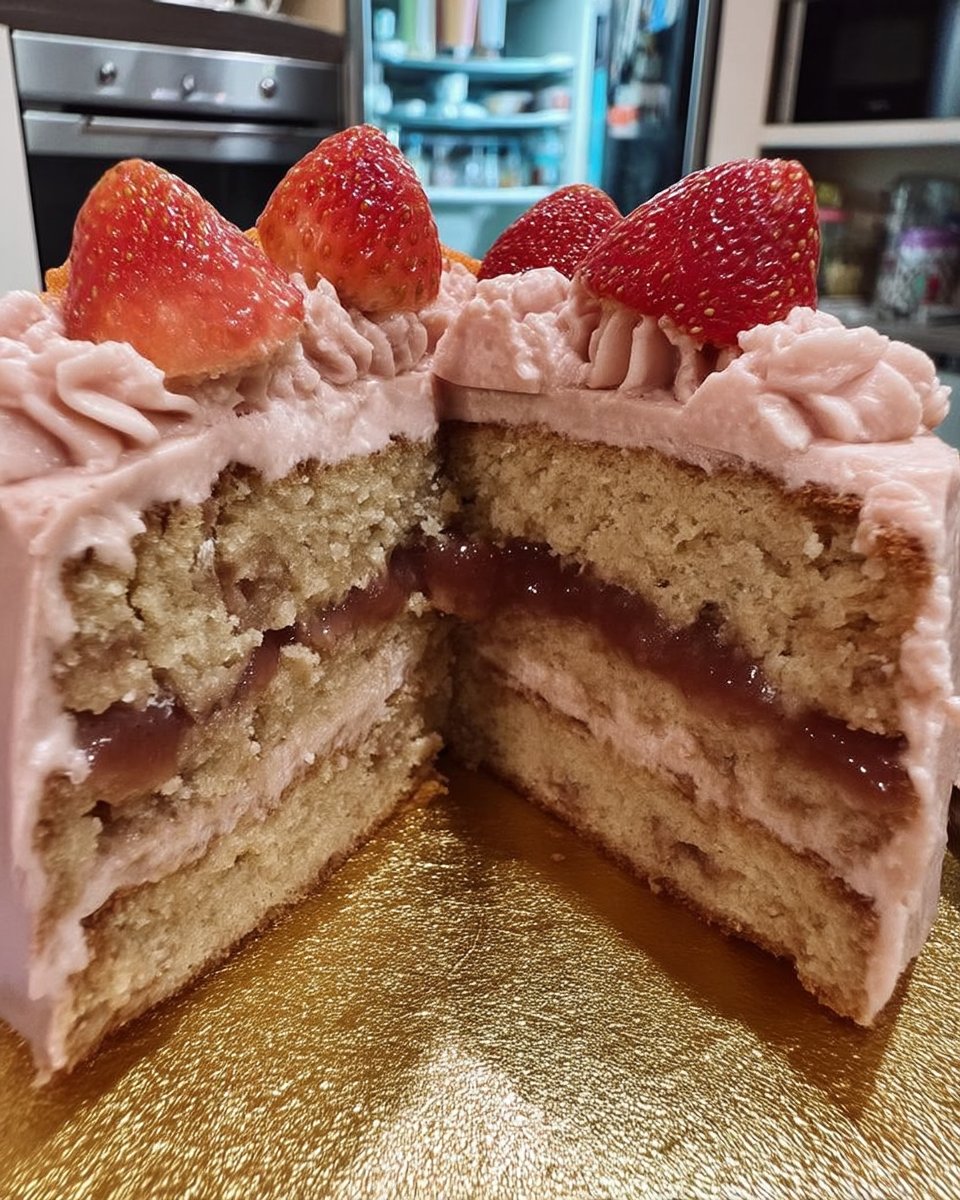 Serving a slice of pink cake with a cup of coffee