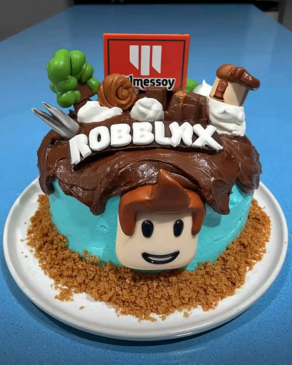 Ingredients for roblox cake including corn and apple