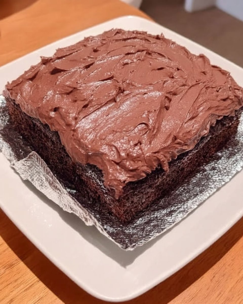 Wacky cake dusted with powdered sugar