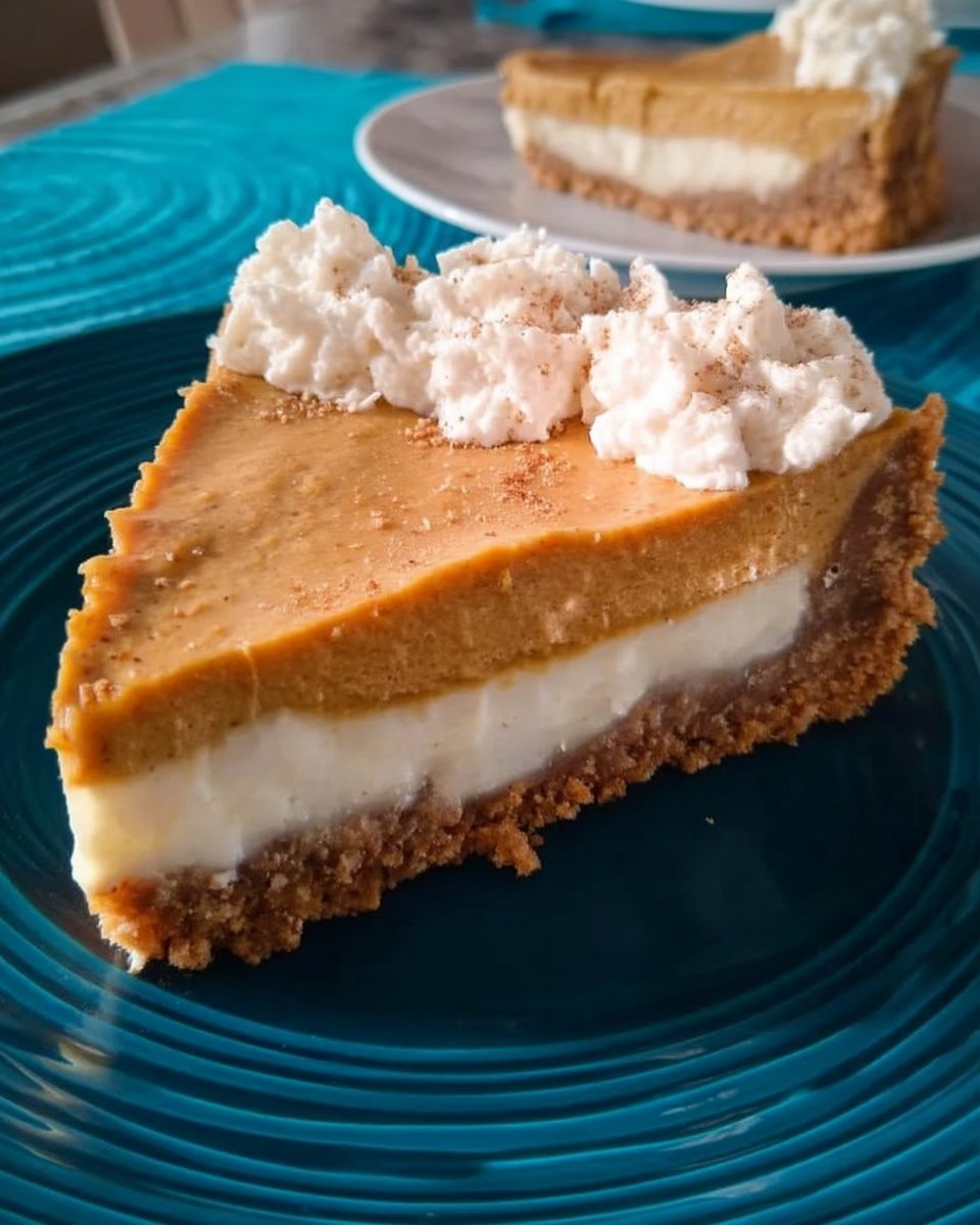 Pumpkin Cheesecake 14 Slice of pumpkin cheesecake on a plate with fork