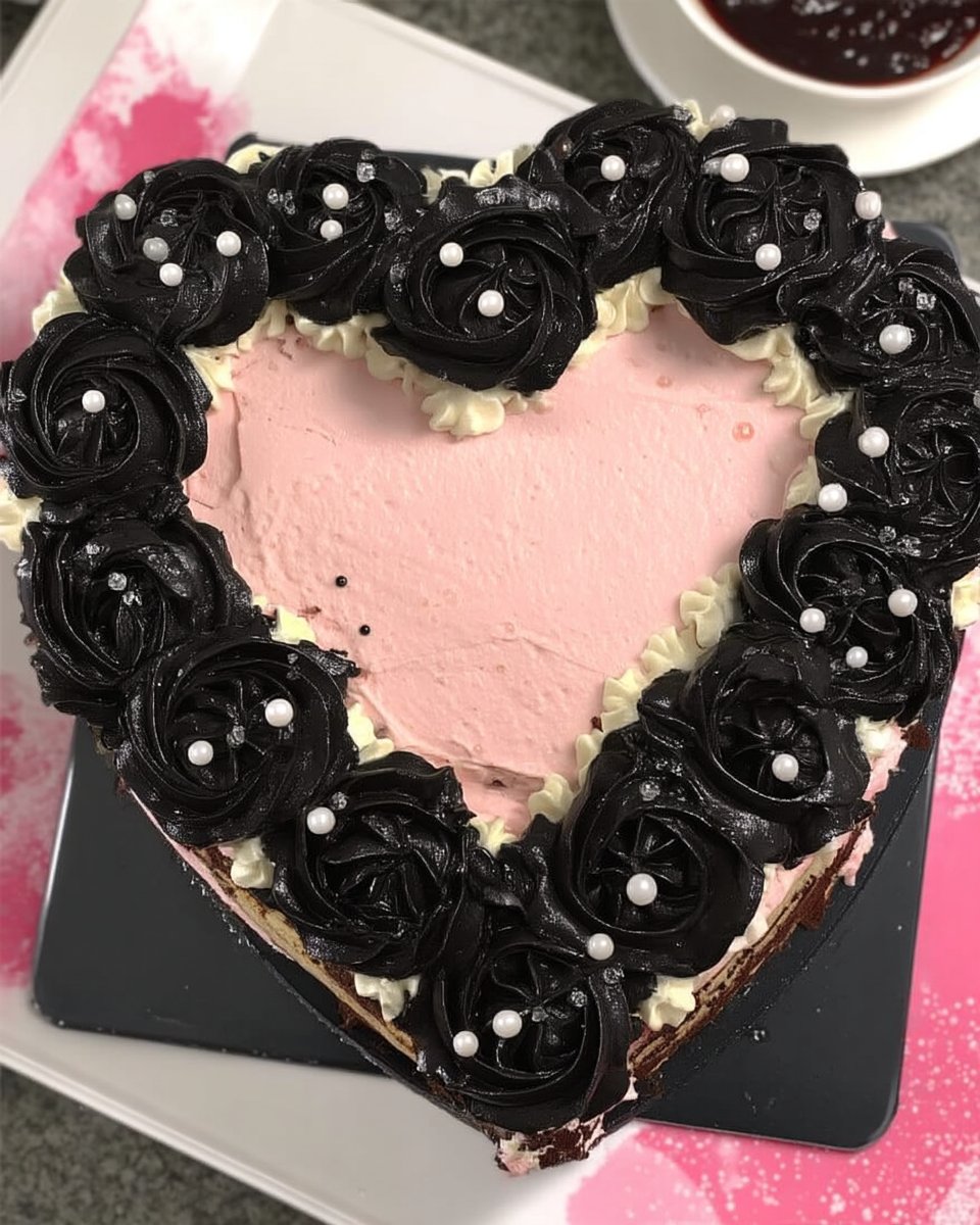 Slice of white valentine cake on a plate
