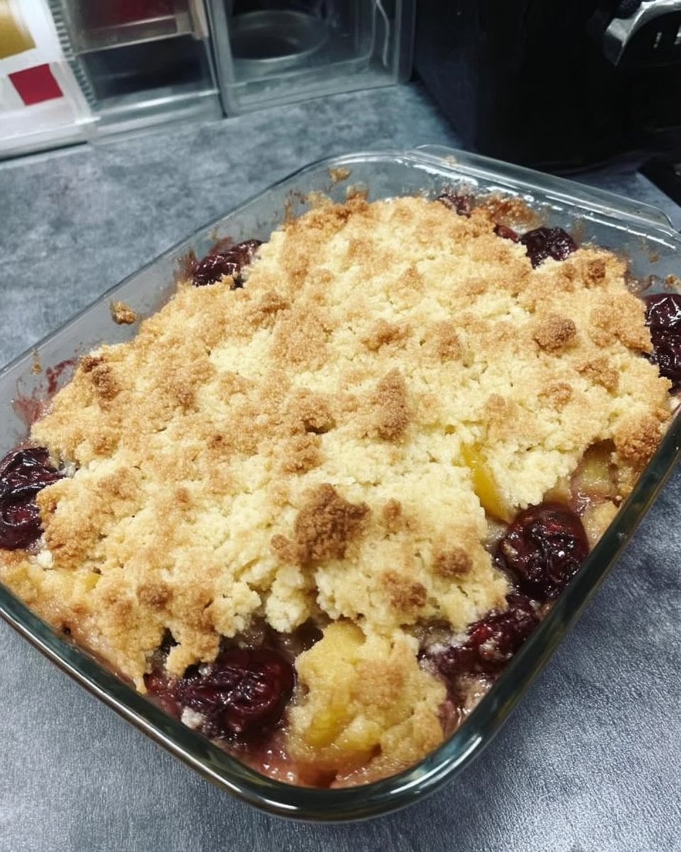 3 Ingredient Dump Cake 13 Baking pan with dry cake mix topped with thin slices of butter