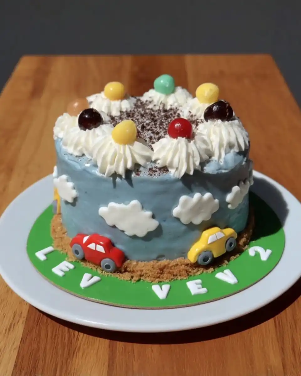 Slice of vanilla boy cake on a plate