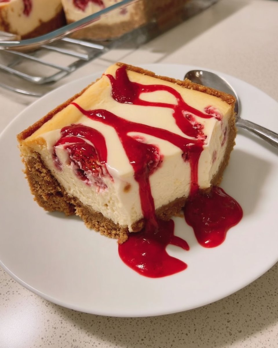 Whole strawberry cheesecake ready to serve