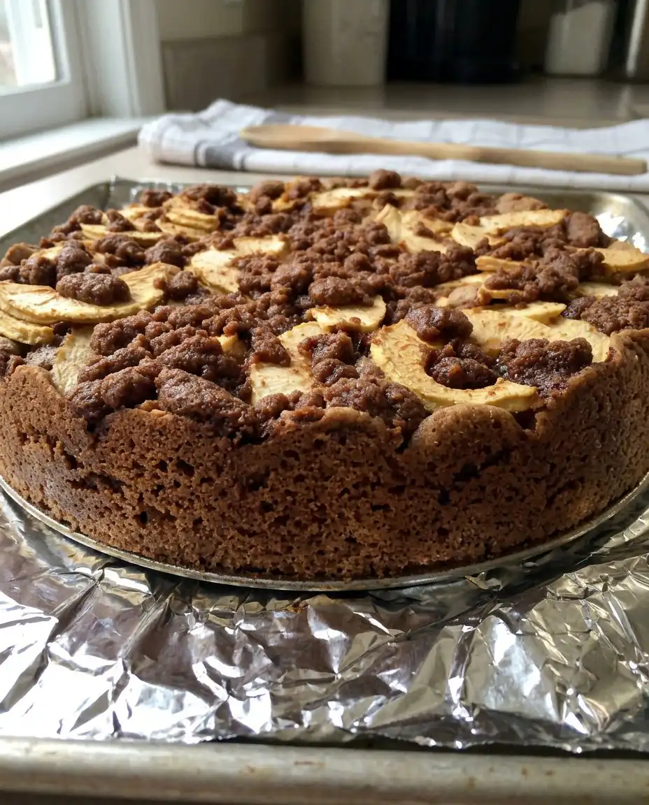 Close up shot of a slice of moist apple spice cake