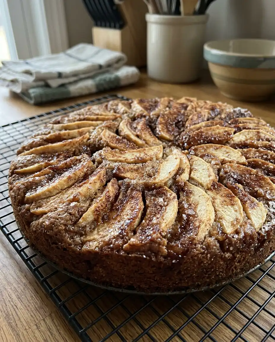 Ingredients for apple spice cake including green apples almond flour and cinnamon sticks