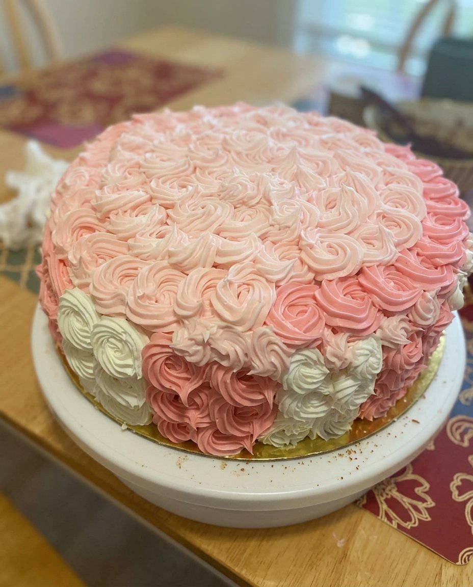 Cake For Birthday 13 Close up of cake batter being poured into a greased pan showing a smooth texture