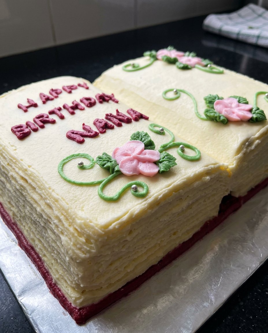 Ingredients for book cake including butter, flour, and cocoa powder.
