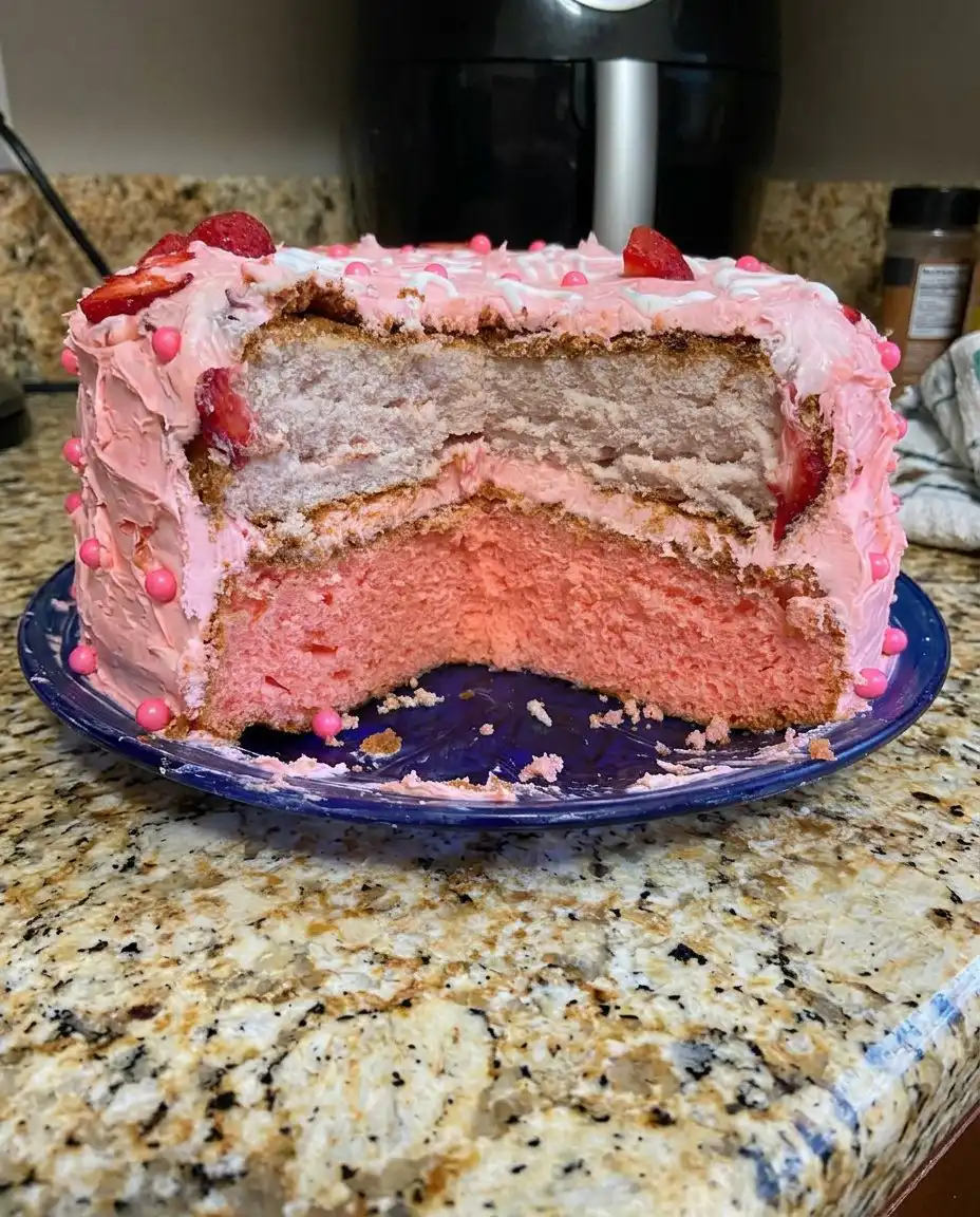 Brushing clear syrup onto a golden cake layer