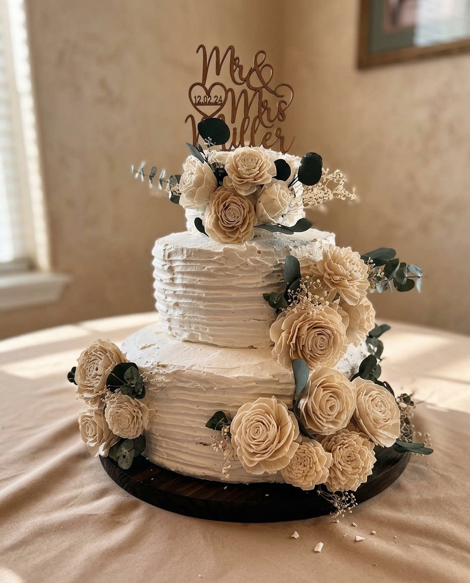 A white sheet cake decorated with colorful fresh cake flowers