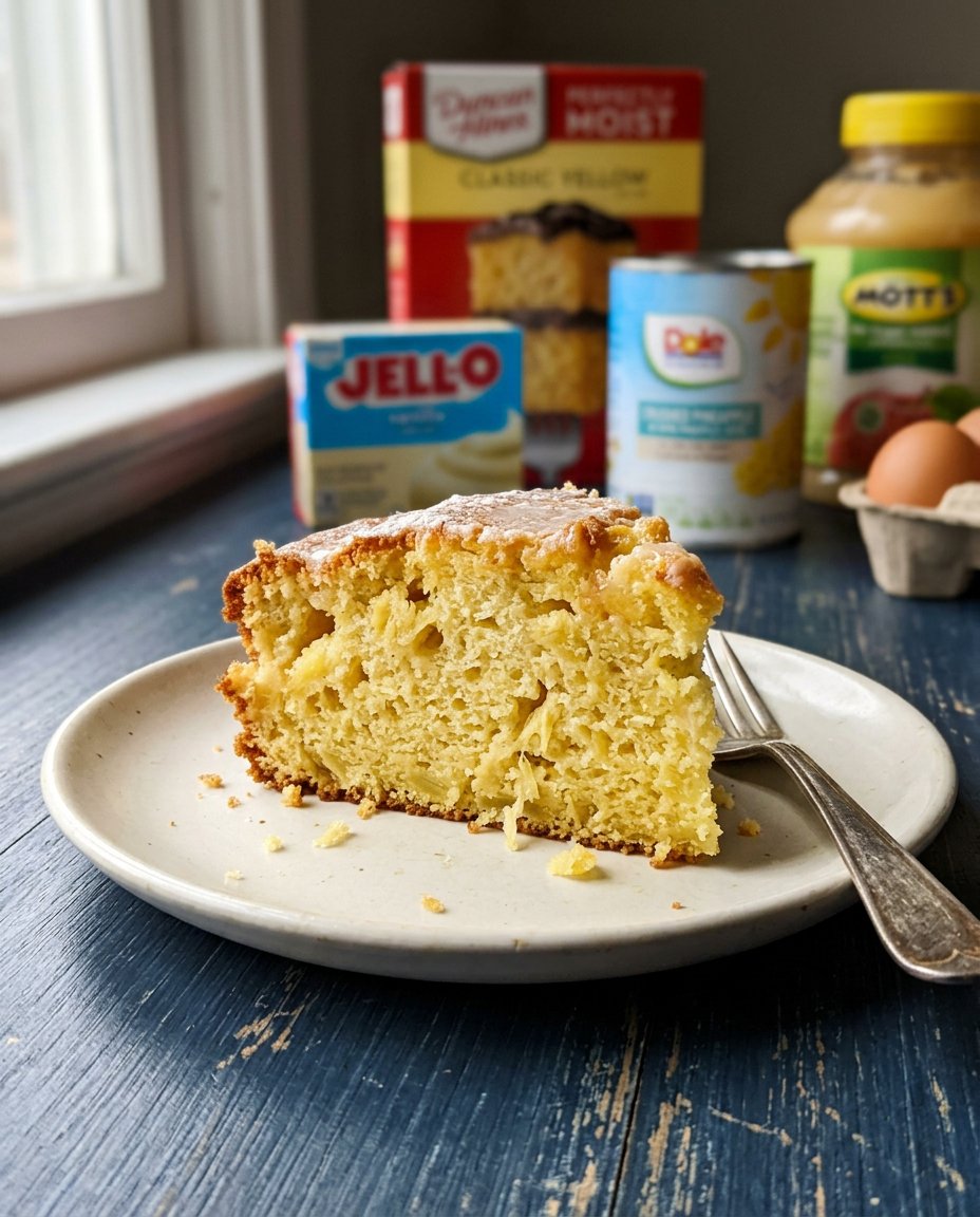 Ingredients for cake minimal including cake mix and mandarin oranges