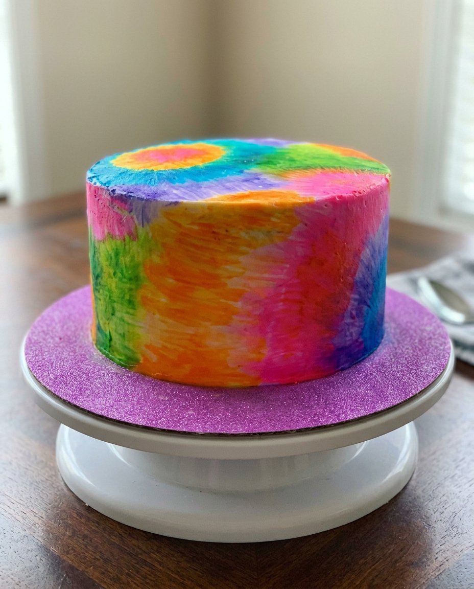 A simple white cake with delicate painted floral designs