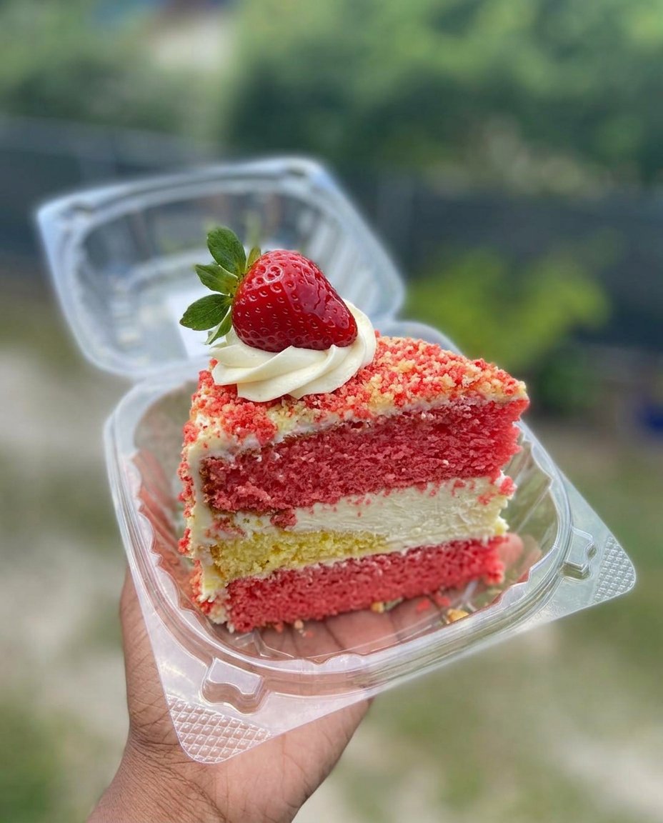A close up shot of a carrot cake slice with thick cream cheese frosting and walnut garnish