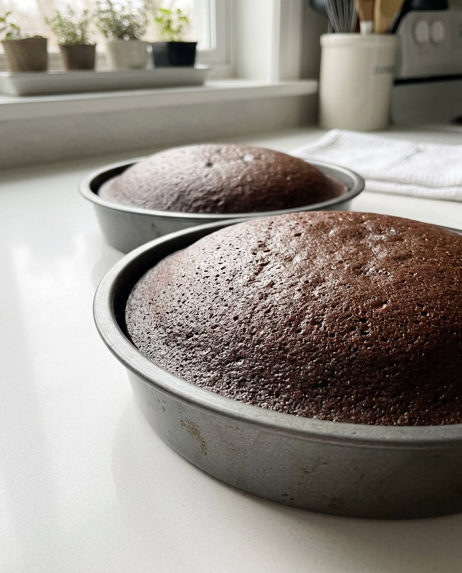 Ingredients for chocolate cake including cocoa powder, butter, and golden caster sugar