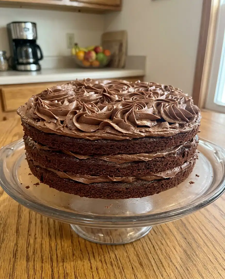 A slice of chocolate cake on a plate with a side of cream