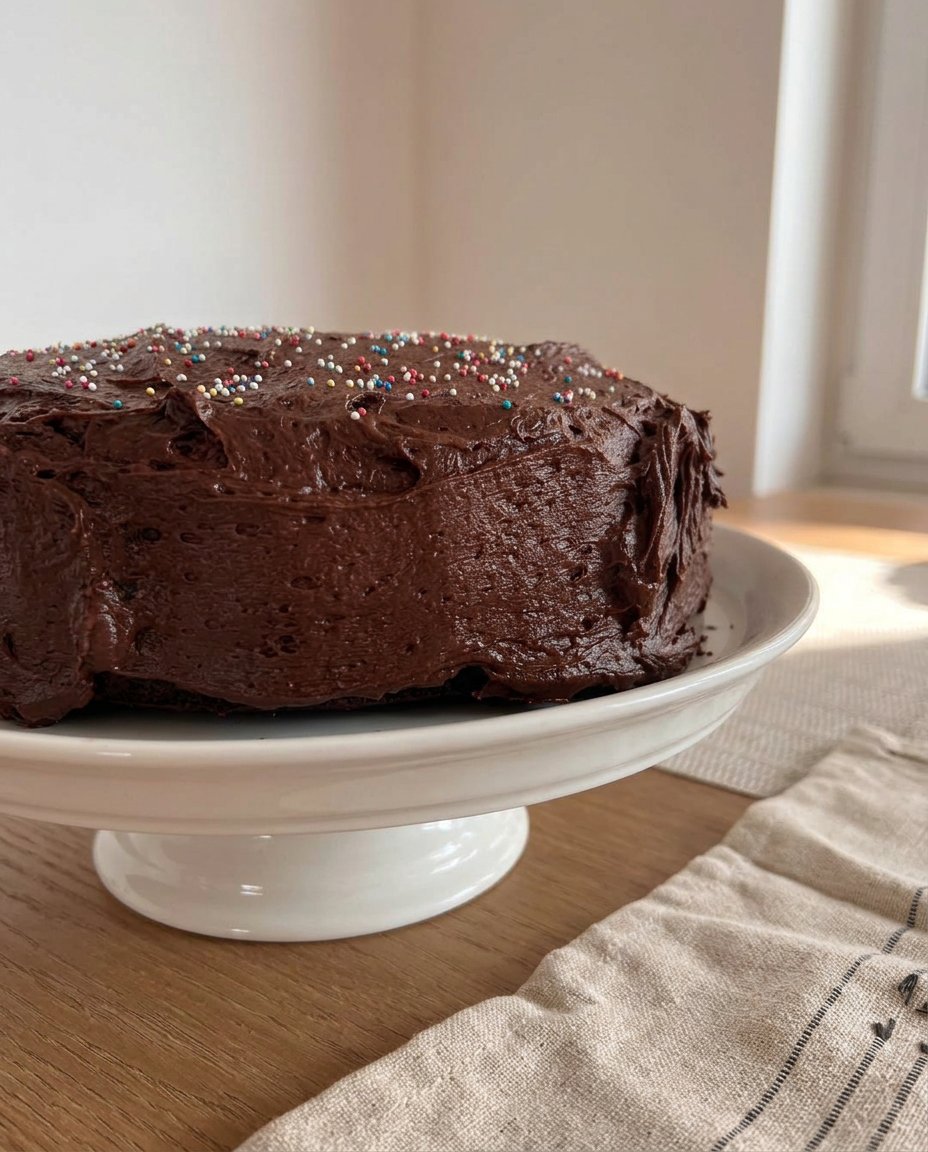 Ingredients for easy chocolate cake including flour cocoa and buttermilk
