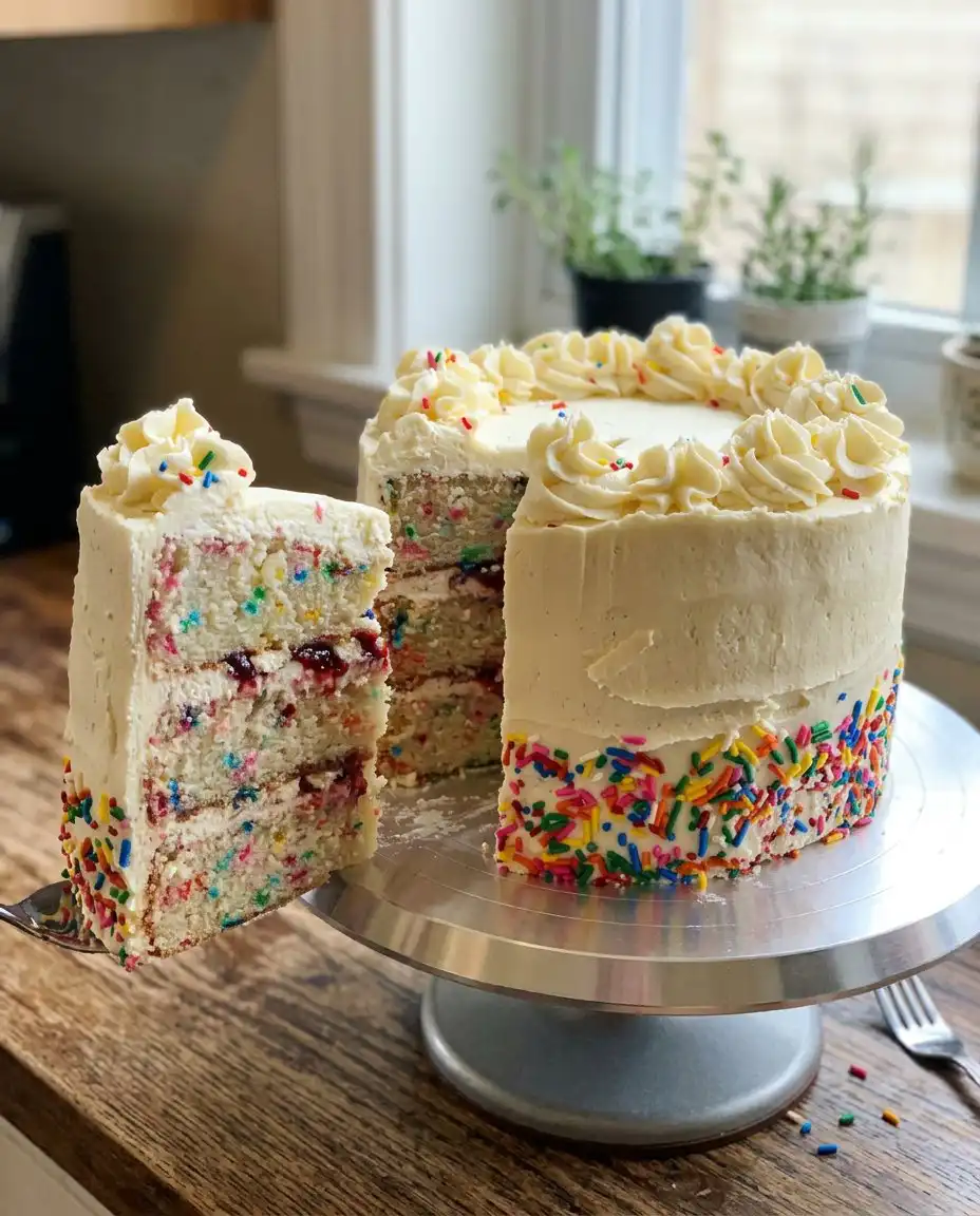 Bowls of cake flour, buttermilk, and rainbow sprinkles on a marble counter