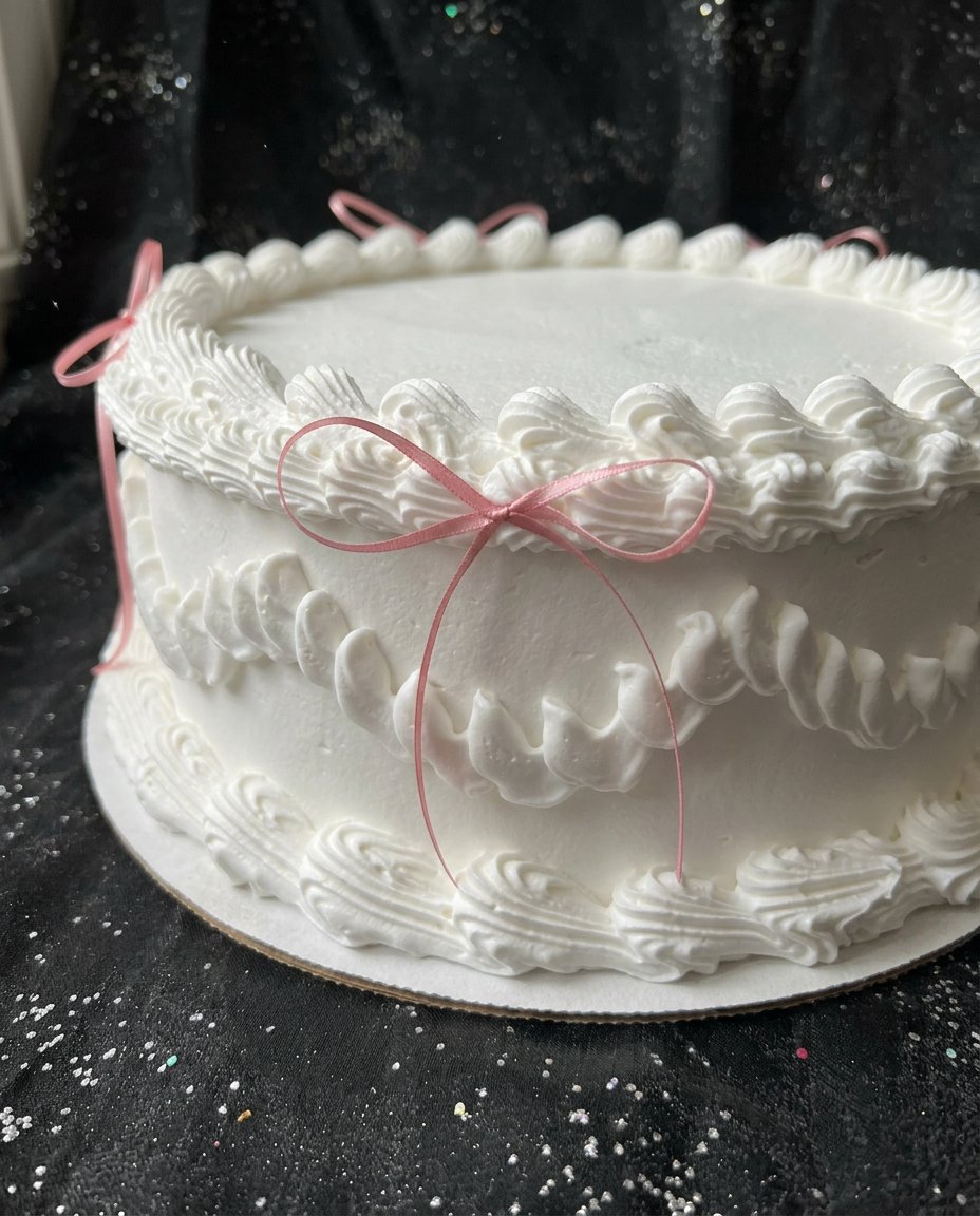 A beautiful heart shaped coquette cake with pink ruffles