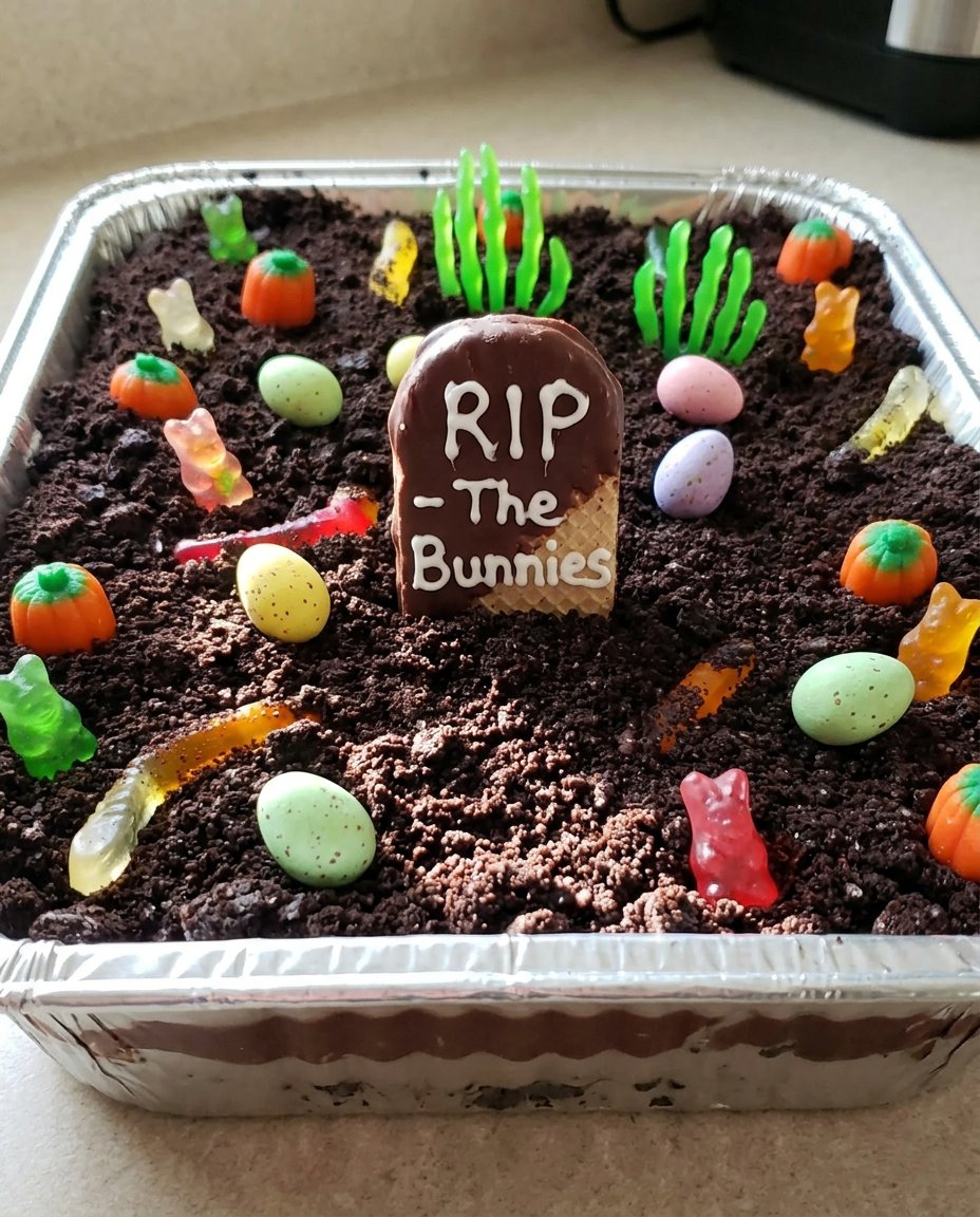 Easter Dirt Cake 12 Ingredients for dirt cake laid out on a counter