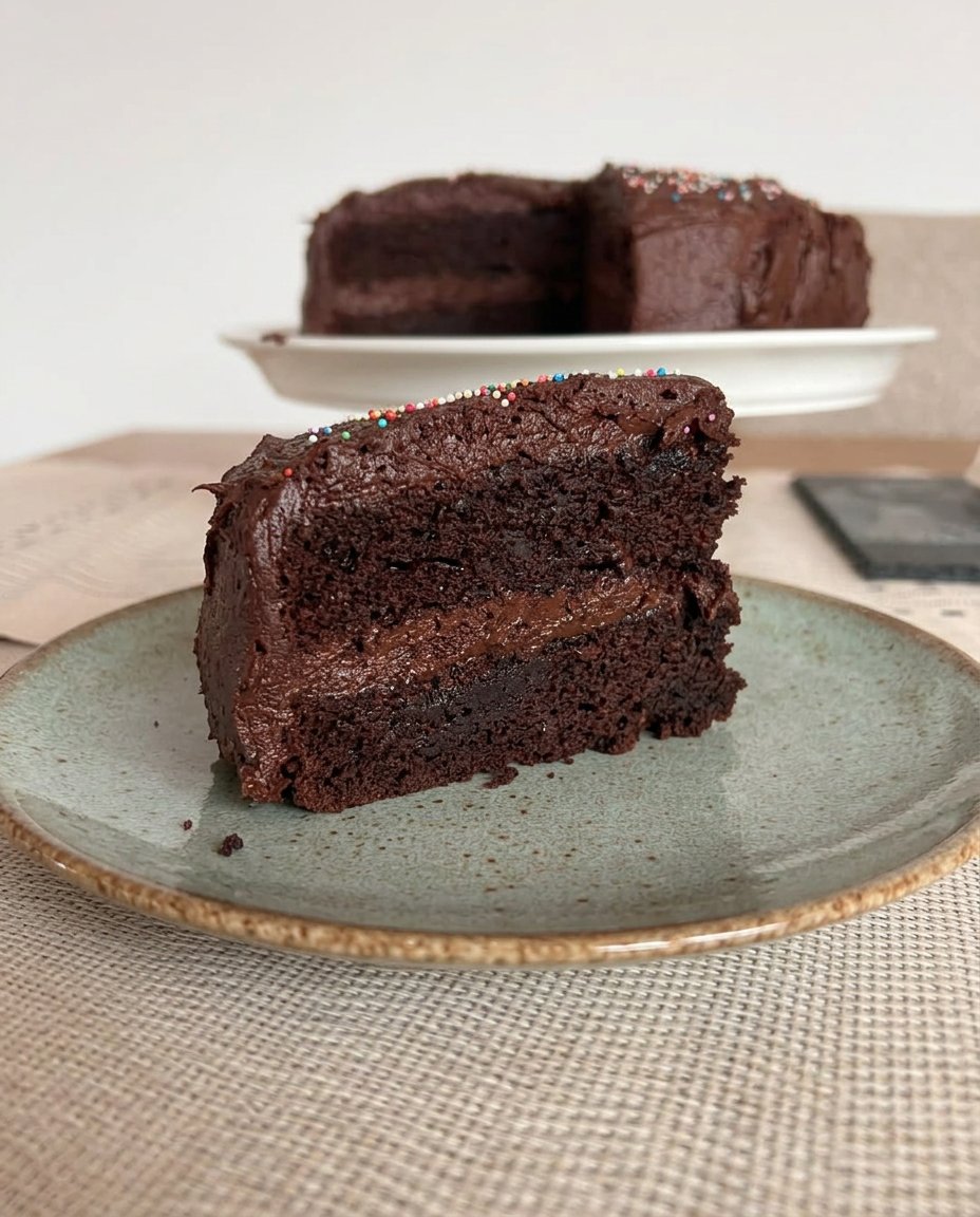 Freshly baked easy chocolate cake in a sheet pan