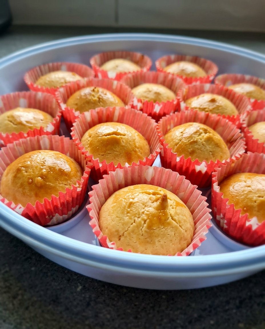 Ingredients for fairy cakes including butter, sugar, eggs, and flour on a kitchen counter