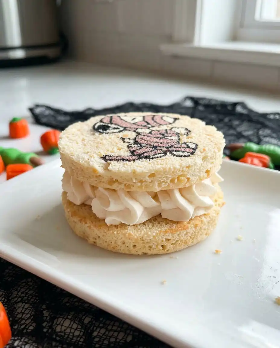 Stack of mini cakes with whipped cream filling