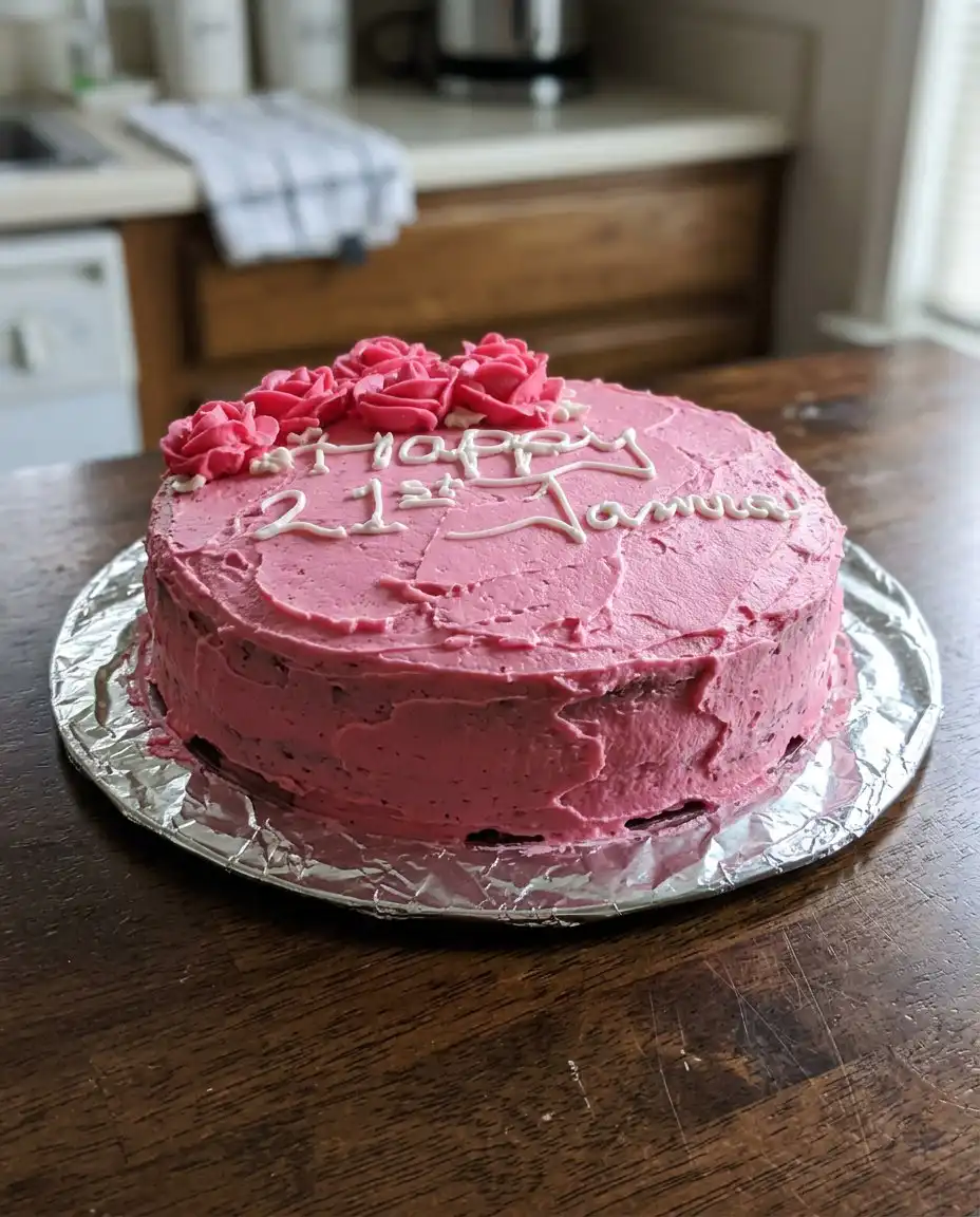 Spreading chocolate cream cheese frosting on a cake