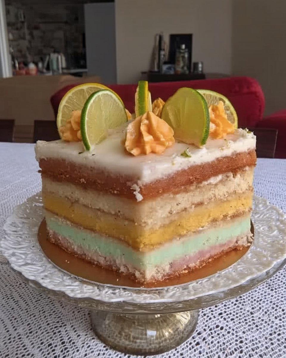 Baking ingredients for a lemon rainbow cake including flour eggs and citrus