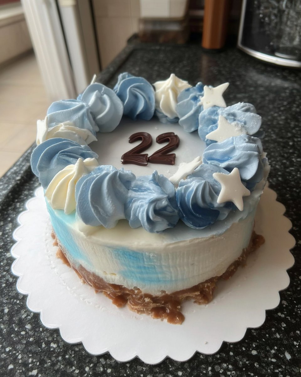 A close up of cake batter being tinted with blue and yellow gel colors