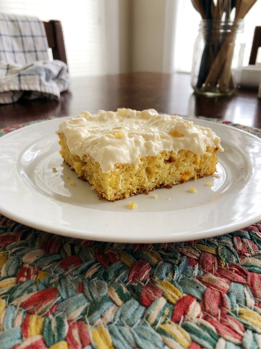 Mixing yellow cake batter with mandarin oranges