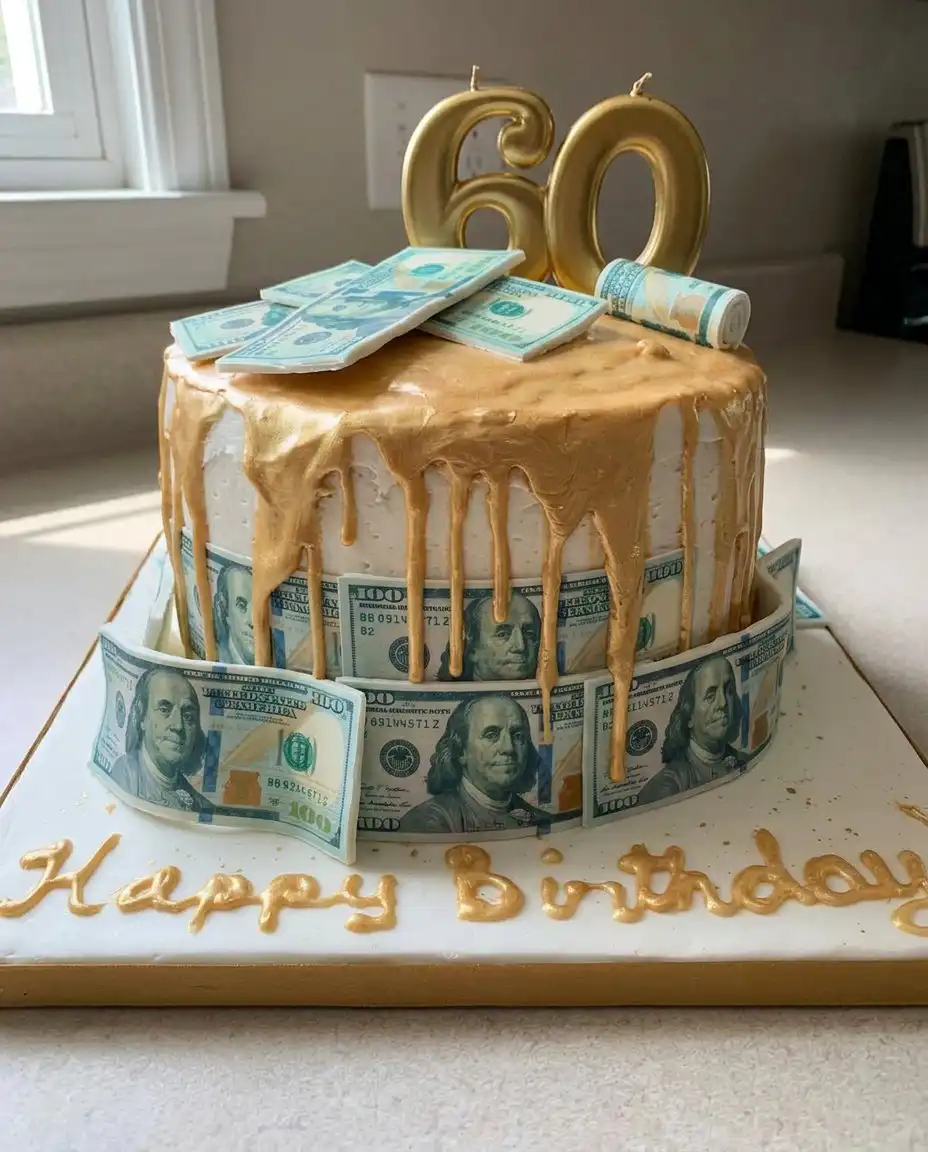 Step by step process of rolling money into a cardboard tube for a cake