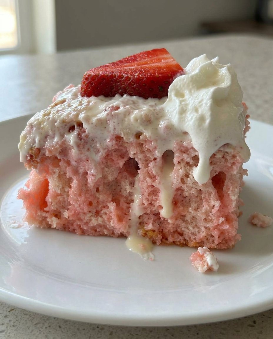 Using a wooden spoon handle to poke holes in a white sheet cake