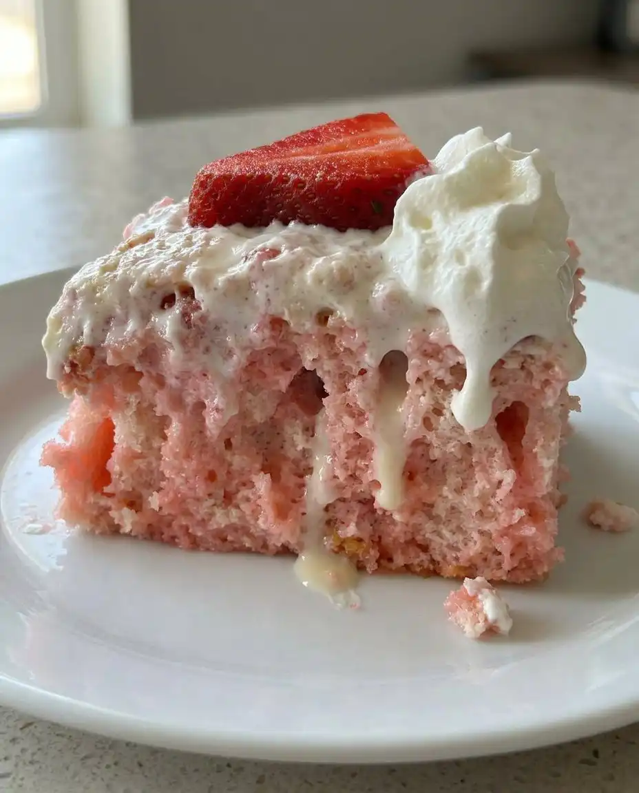 Using a wooden spoon handle to poke holes in a white sheet cake