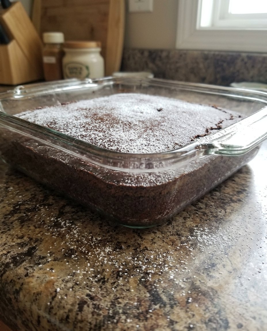 A plated slice of chocolate pastry cake with a fork and a cup of coffee