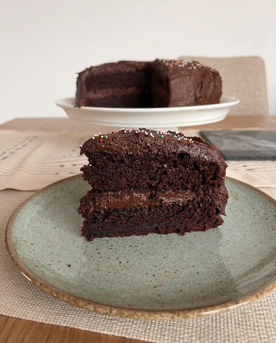 A square slice of chocolate sheet cake with pecans and icing