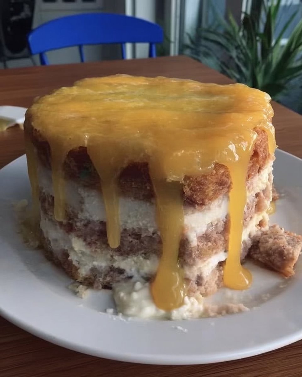 The full lemon rainbow cake served on a simple white platter